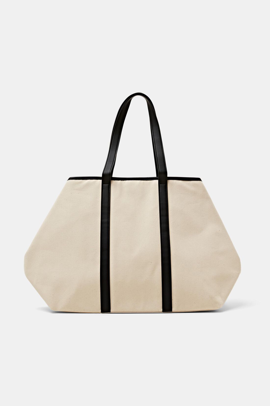 Canvas Tote mit Details in Lederoptik
