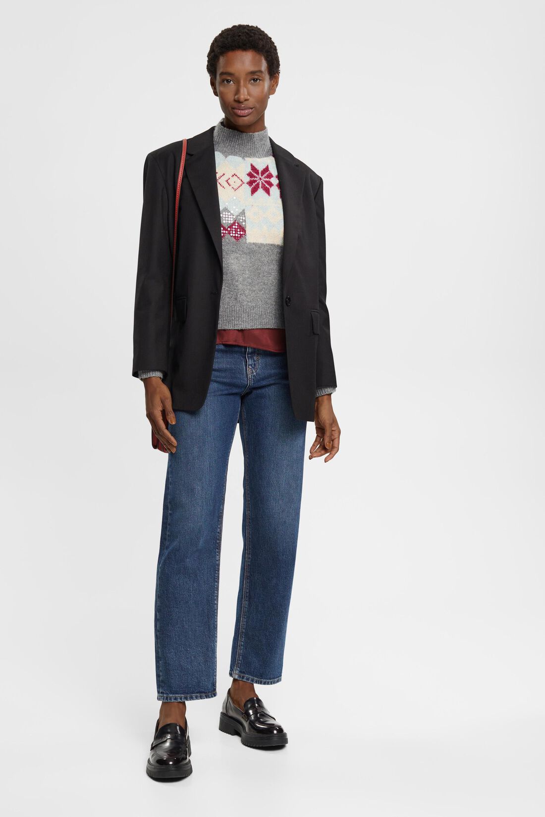 Jacquard-Pullover mit Pailletten