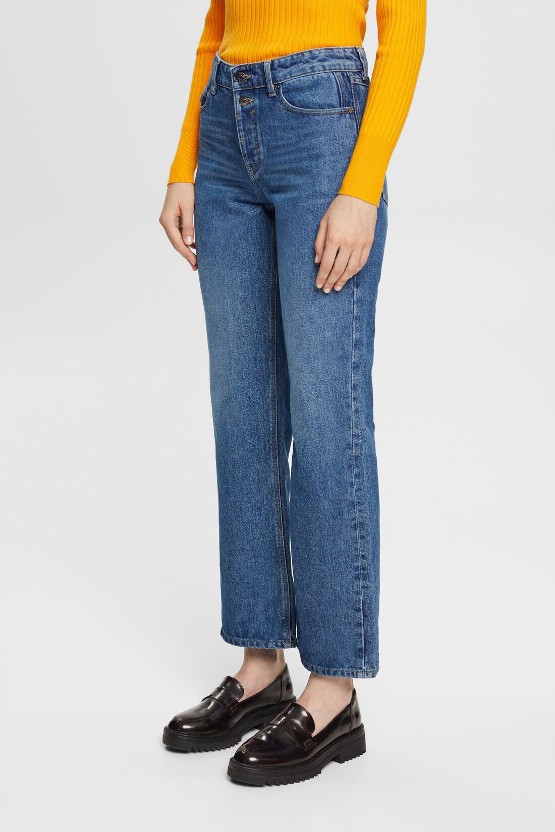 Ausgestellte Cropped-Mid-Rise-Stretchjeans