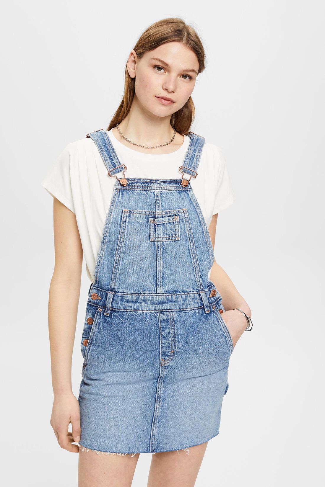 Mini-Latzkleid aus Denim