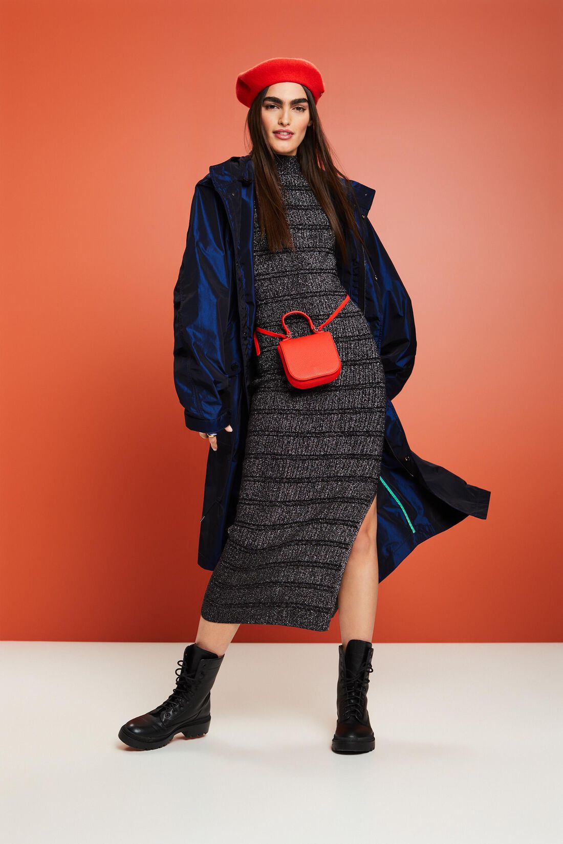 Strick-Midikleid im Glitzer-Look