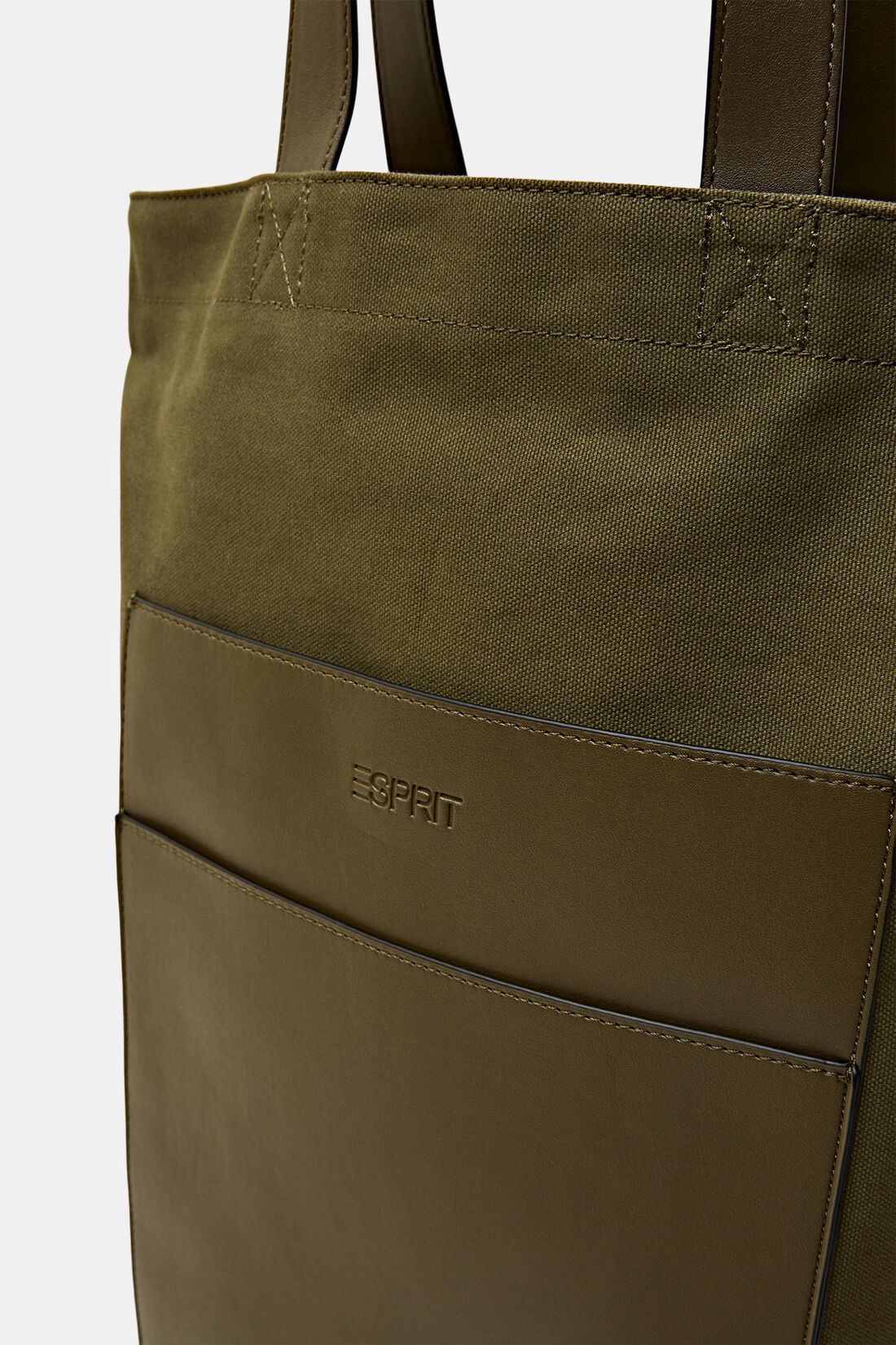 Tote aus Baumwollcanvas mit Details in Lederoptik