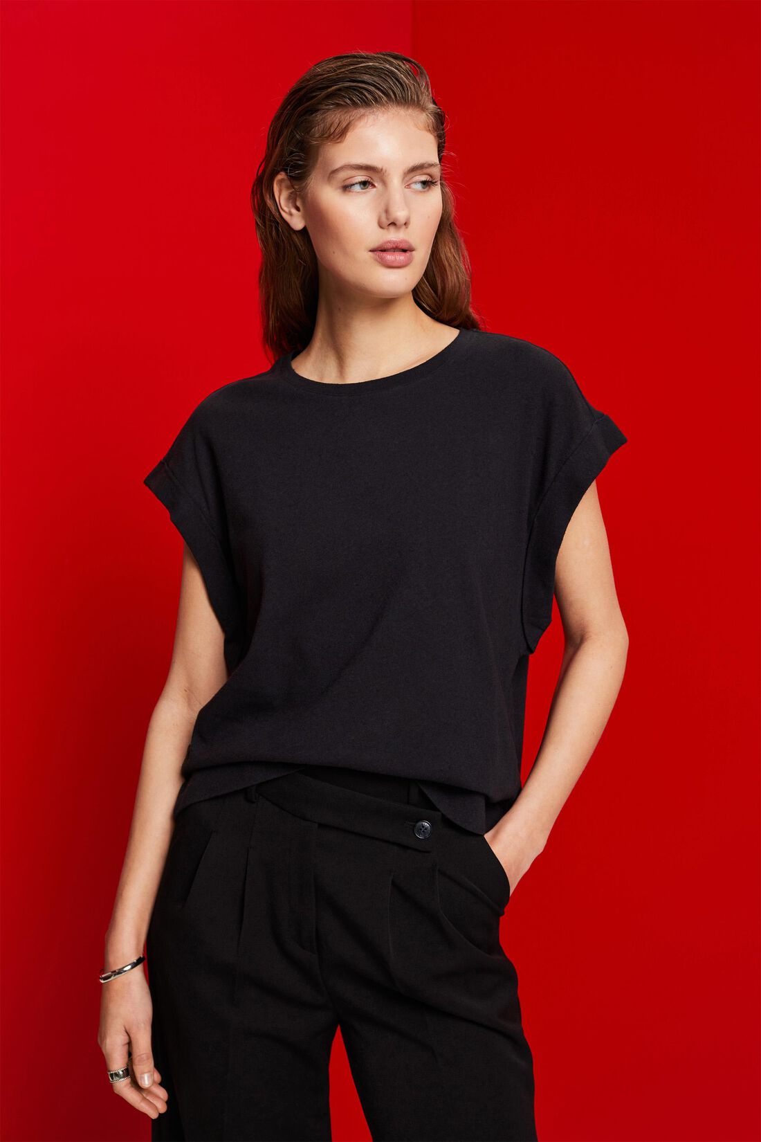 T-Shirt aus Baumwoll-Leinen-Mix