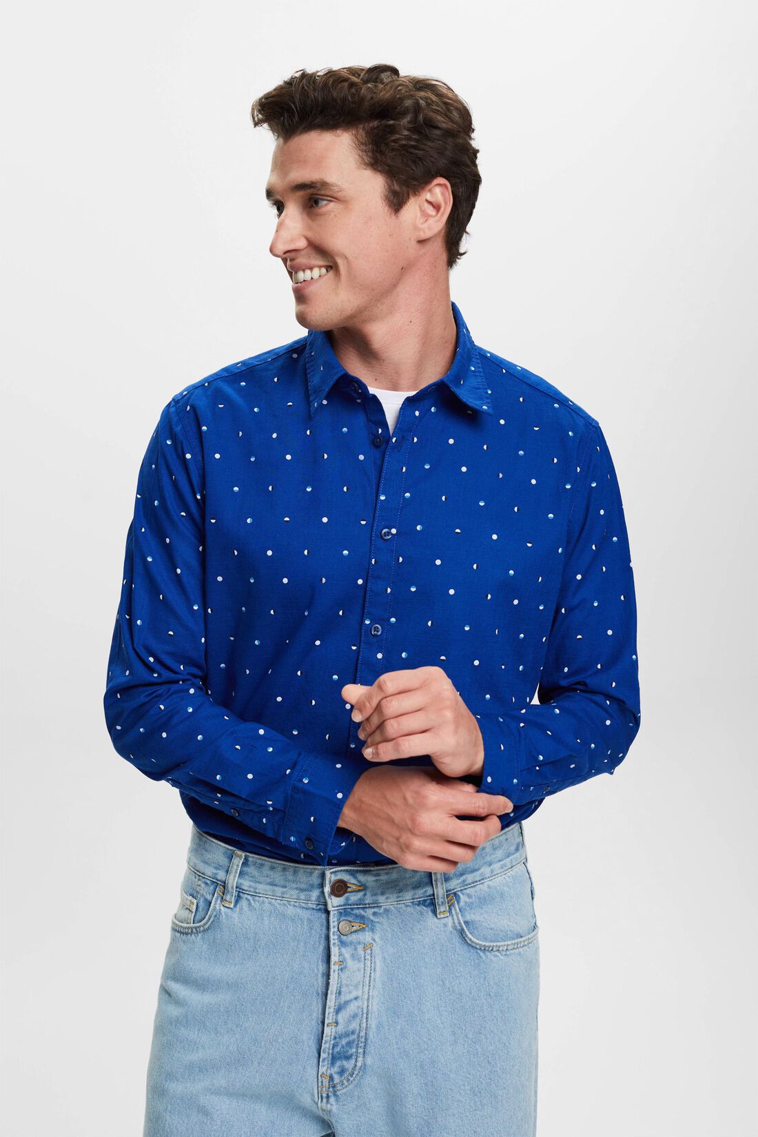 Hemd aus Slub Baumwolle mit Lunar-Dot-Muster