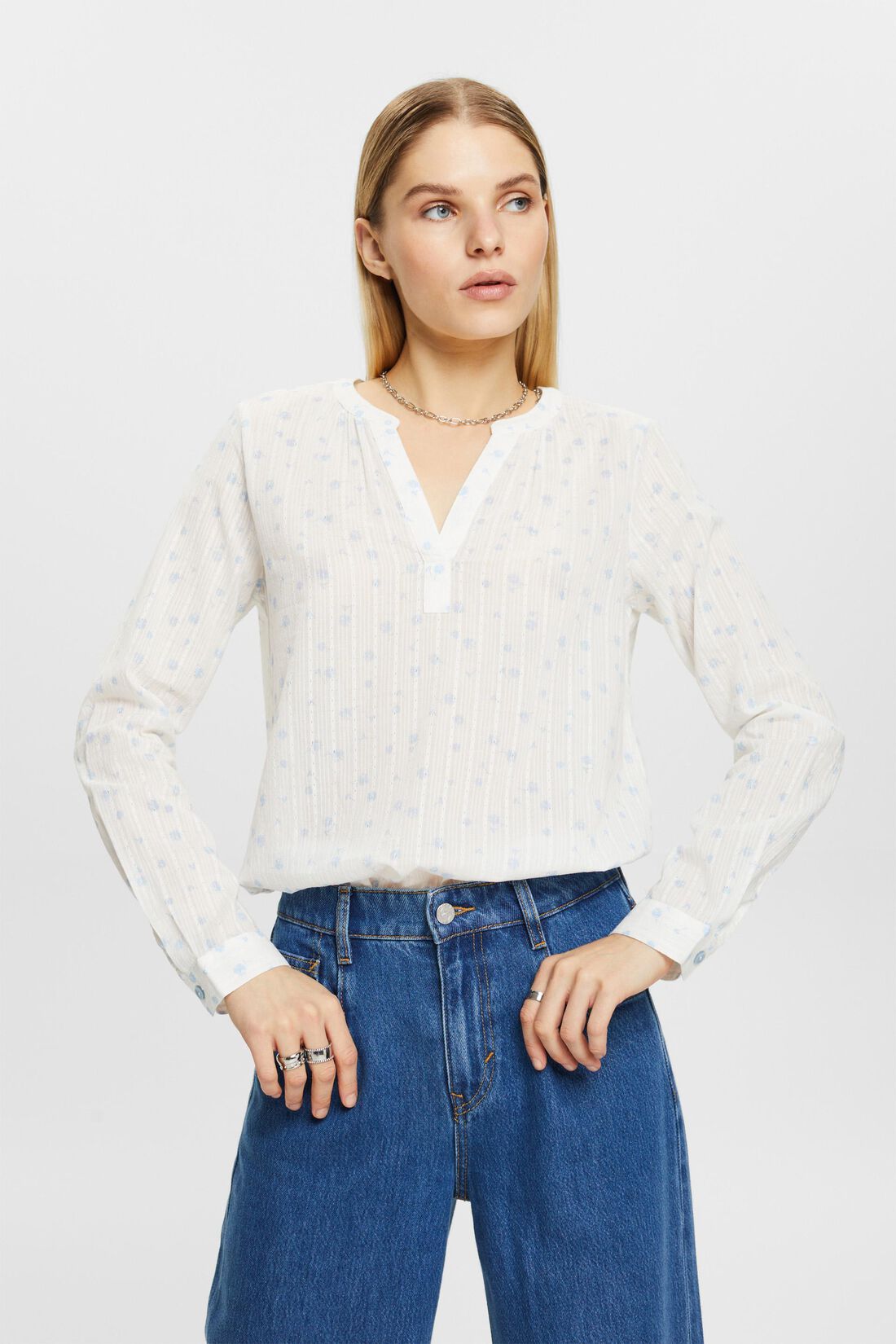 Dobby-Bluse mit Blumenprint