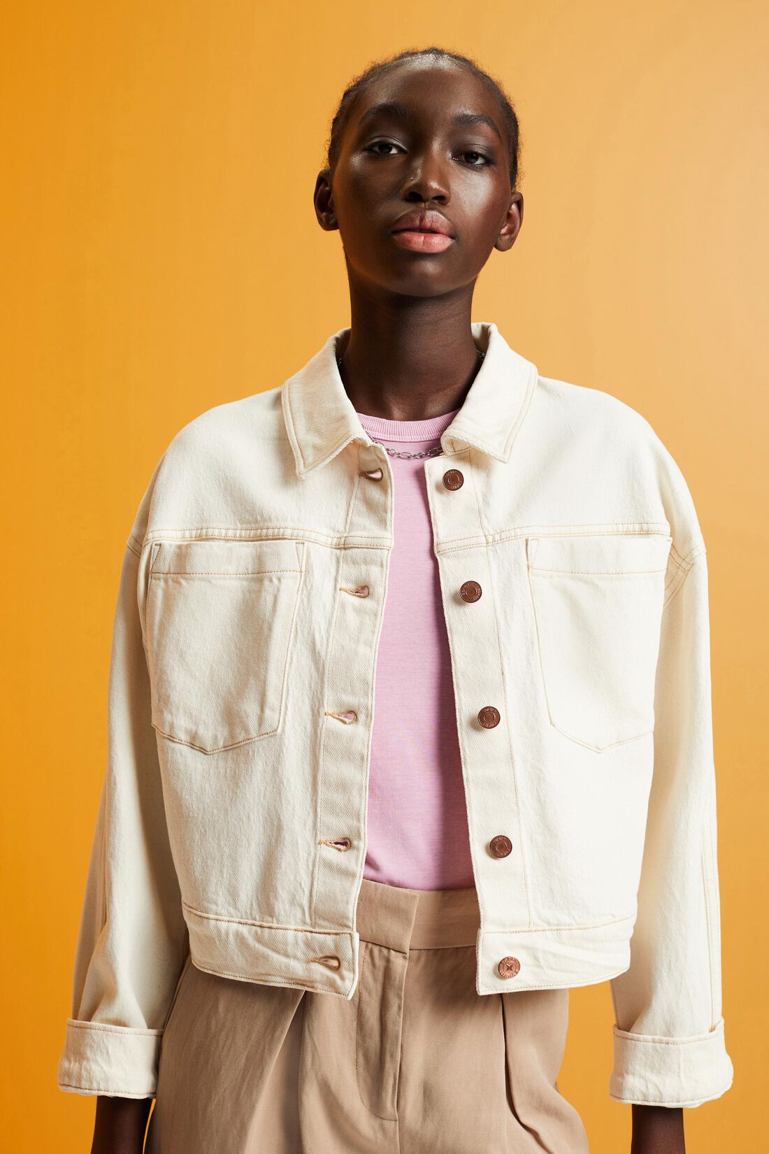 Oversize Jeansjacke in Cropped-L&auml;nge
