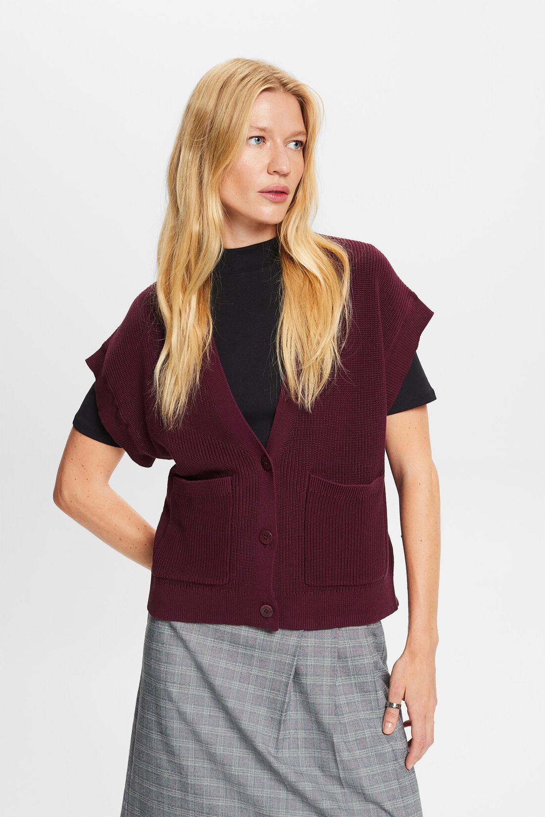 &Auml;rmelloser Cardigan, 100% Baumwolle