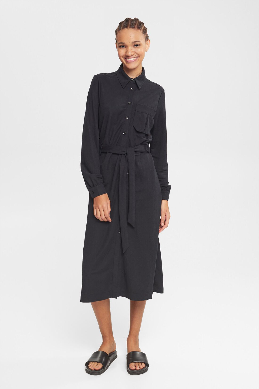 Hemdblusenkleid mit Bindeg&uuml;rtel