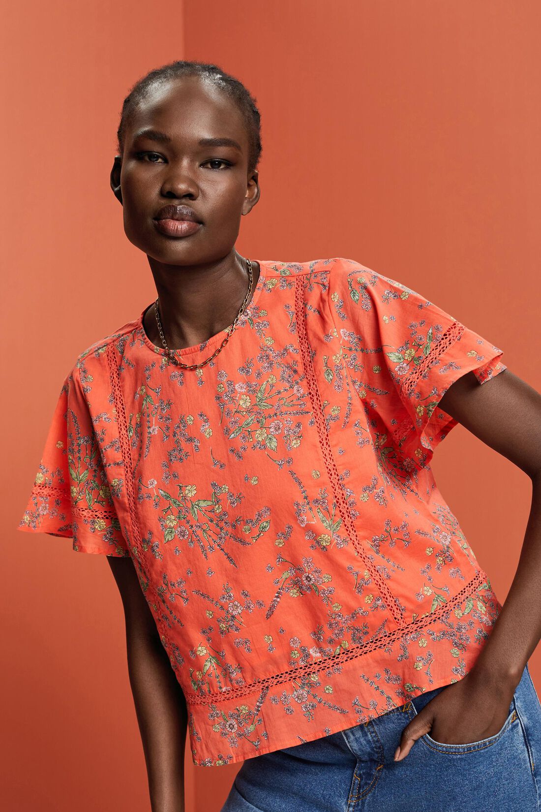 Bluse mit Print, 100% Baumwolle
