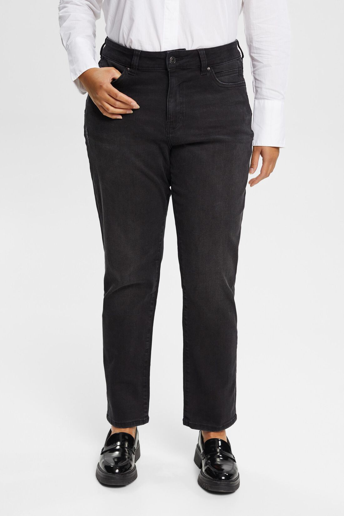 Jeans mit geradem Bein und mittlerer Bundh&ouml;he