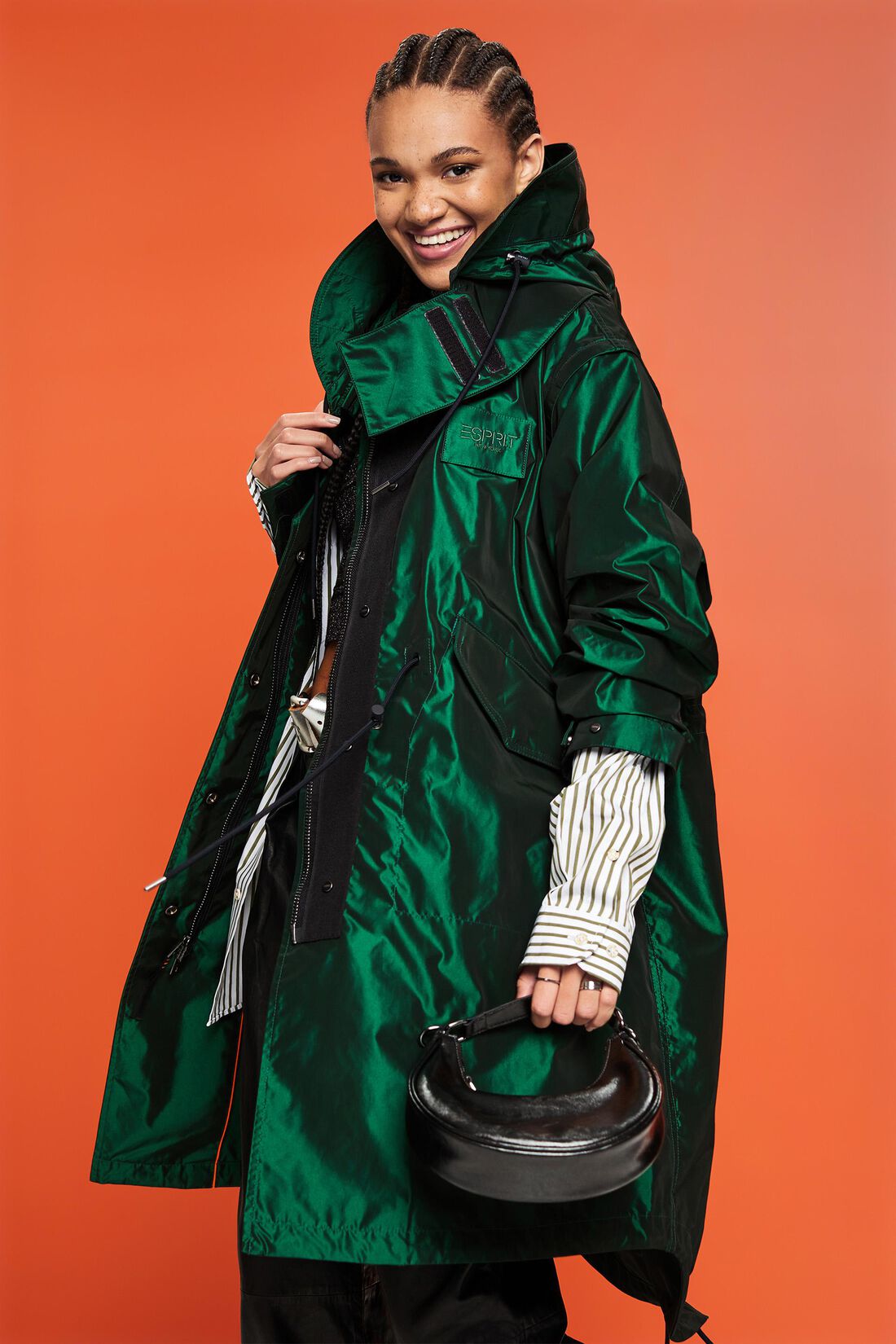 Kapuzen-Parka im Metallic-Look
