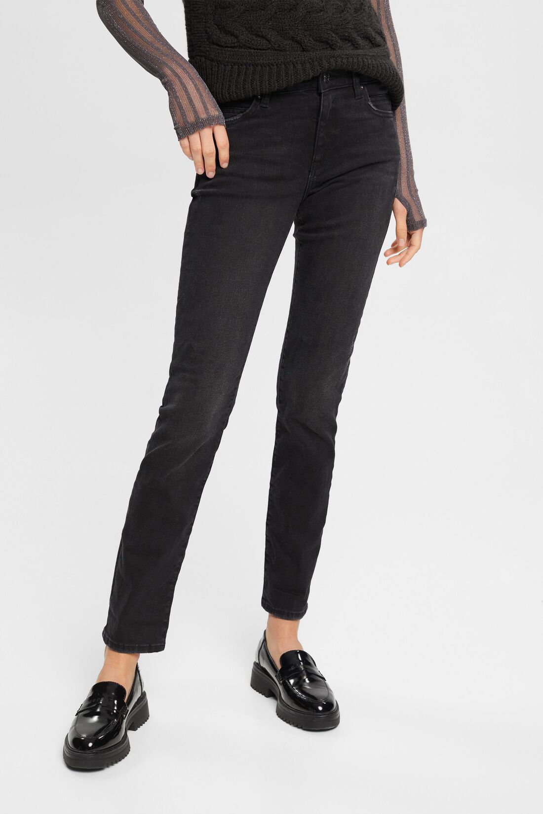 Jeans mit geradem Bein und mittlerer Bundh&ouml;he
