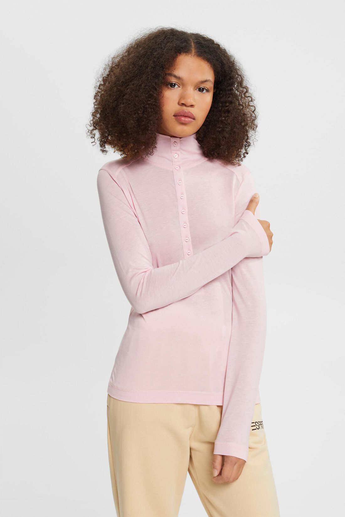 Longsleeve mit Stehkragen, TENCEL&trade;