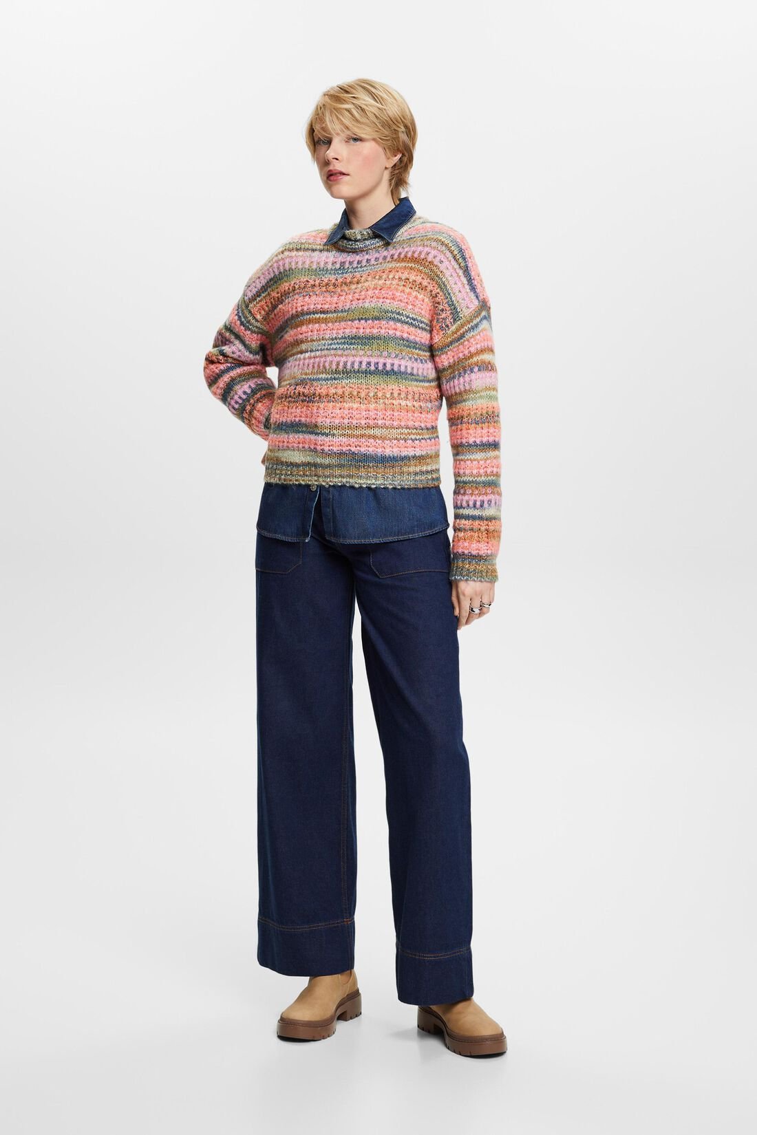 Gestreifter Pullover aus Wollmix