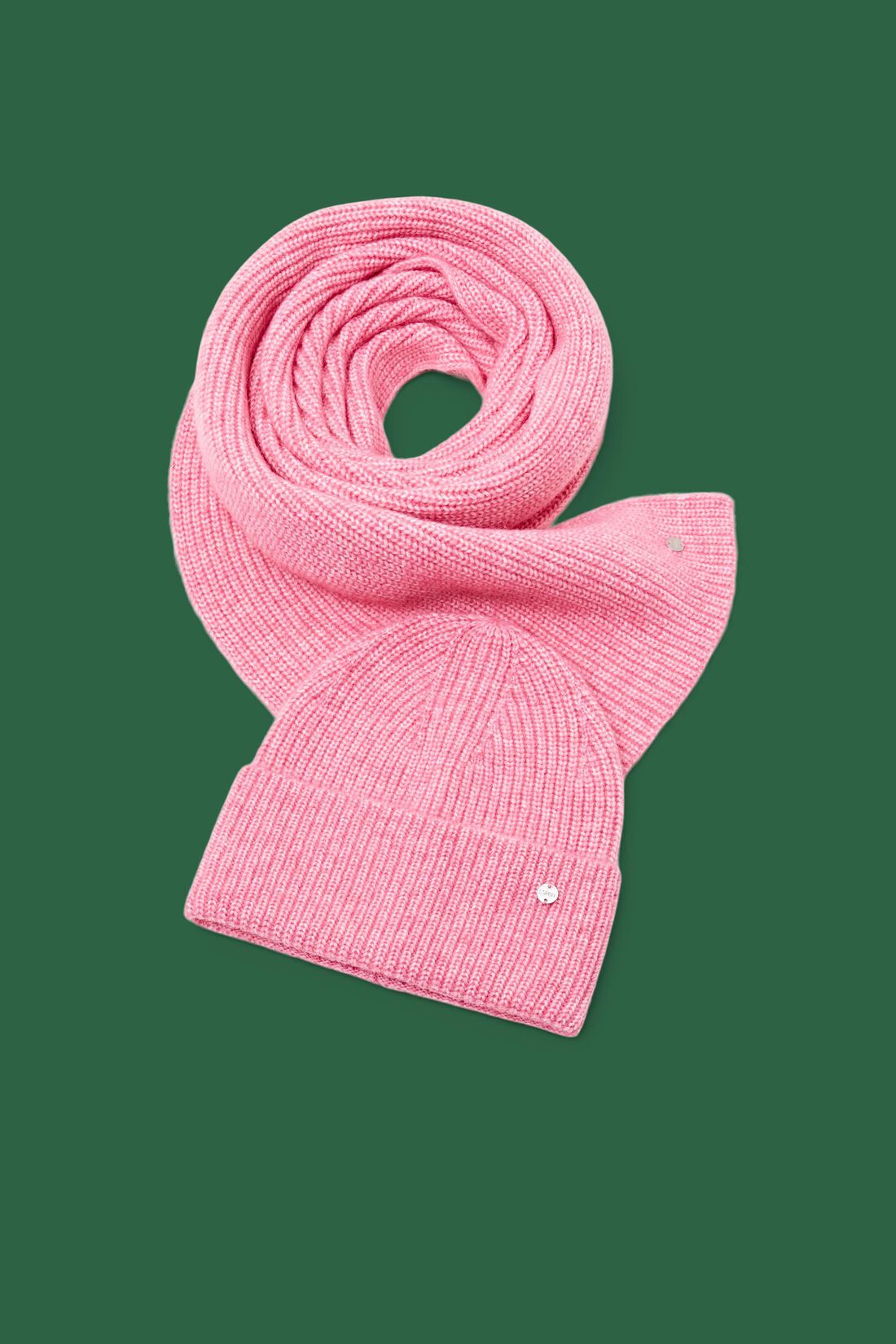 Set: Beanie und Schal in Rippstrick-Optik
