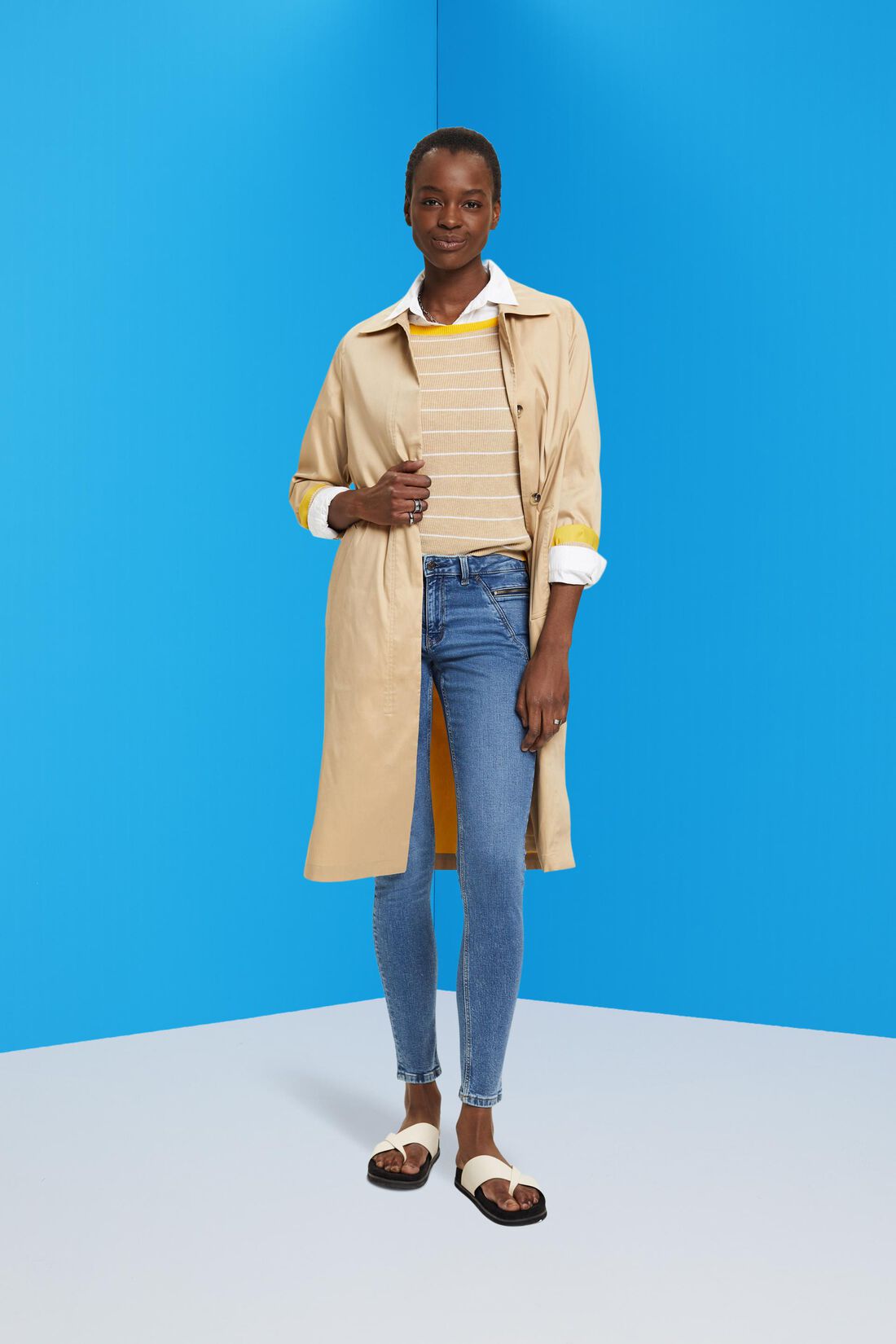 Skinny-Jeans mit mittelhohem Bund und Ziptaschen