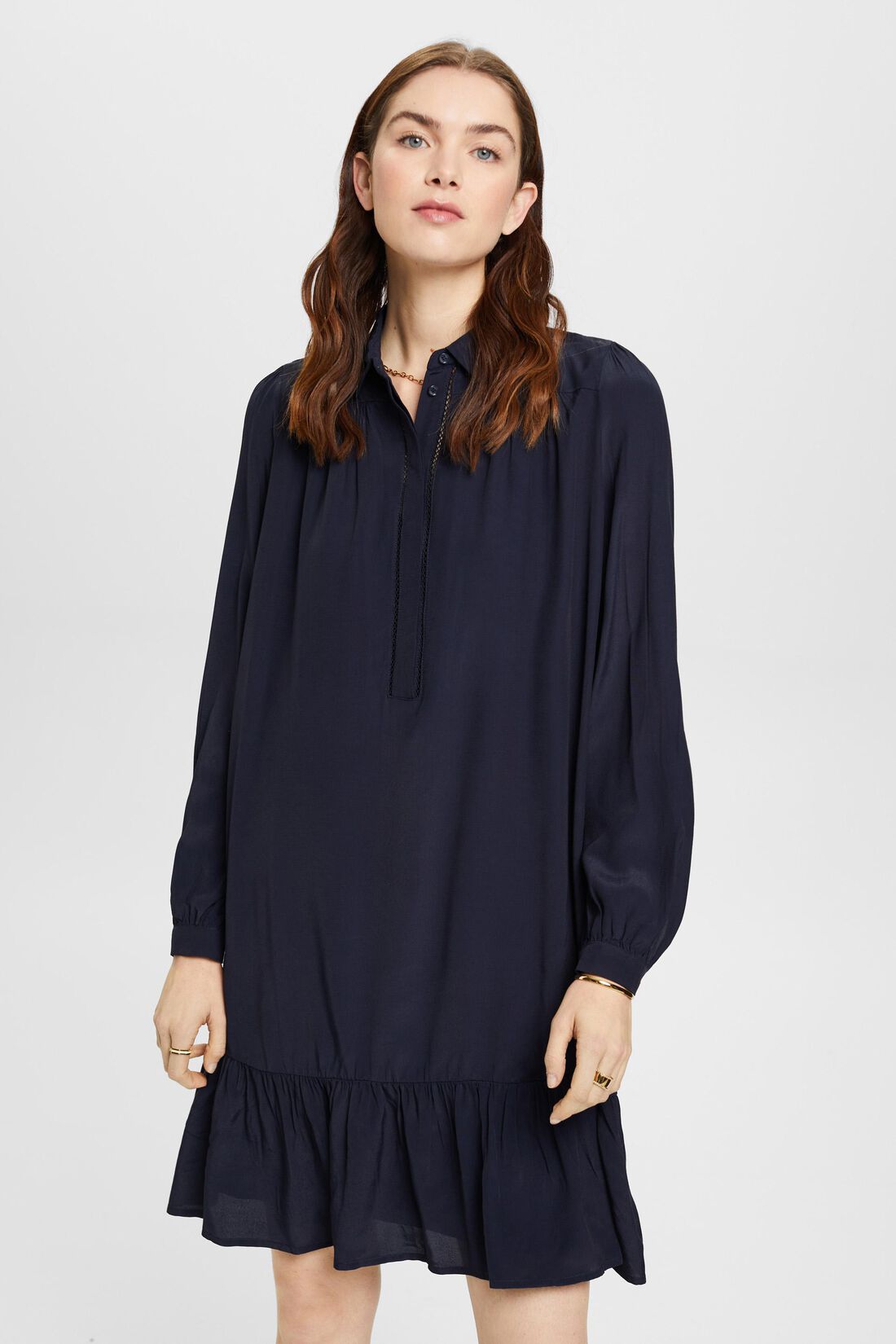 Hemdblusenkleid mit verdeckter Knopfleiste