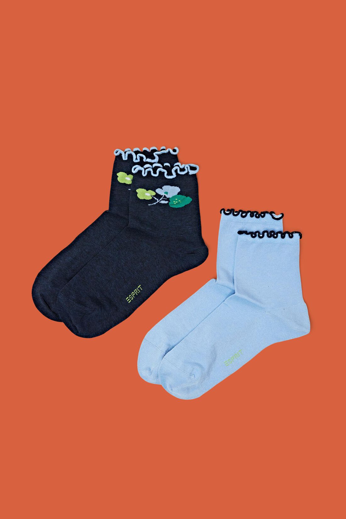 2er-Pack halbhohe Socken mit R&uuml;schen