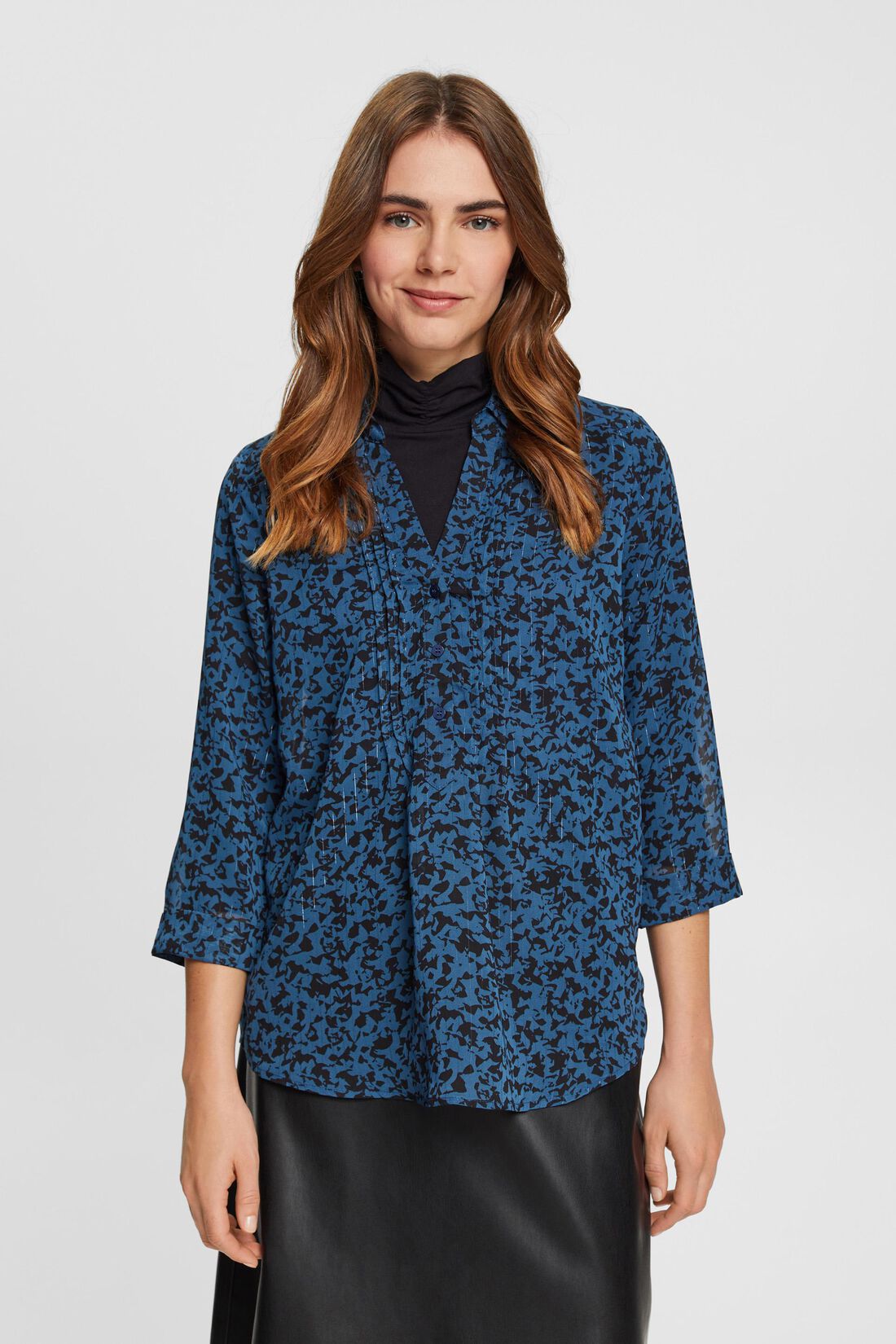 Gemusterte Chiffon-Bluse mit Glitzereffekt