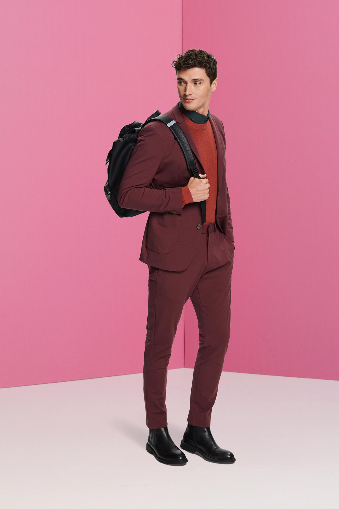 Einreihiger Piqu&eacute;-Jersey-Blazer