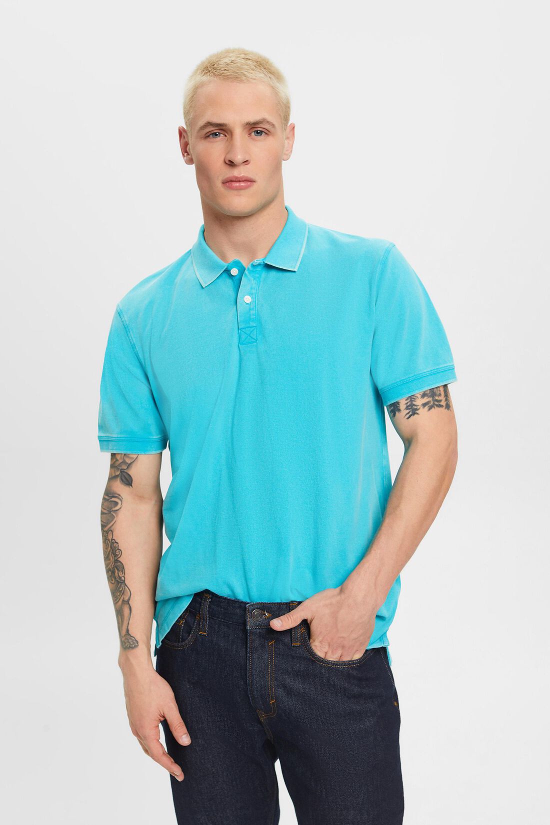 Poloshirt aus Stone-Washed-Baumwollpikee