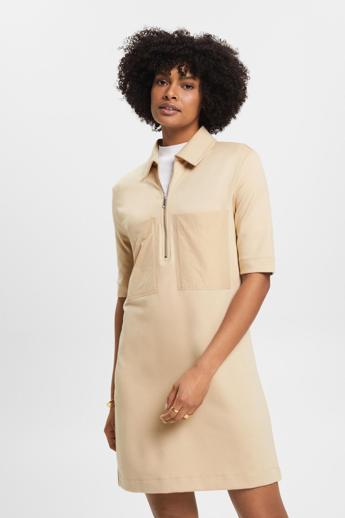 Jersey-Polokleid mit Rei&szlig;verschluss