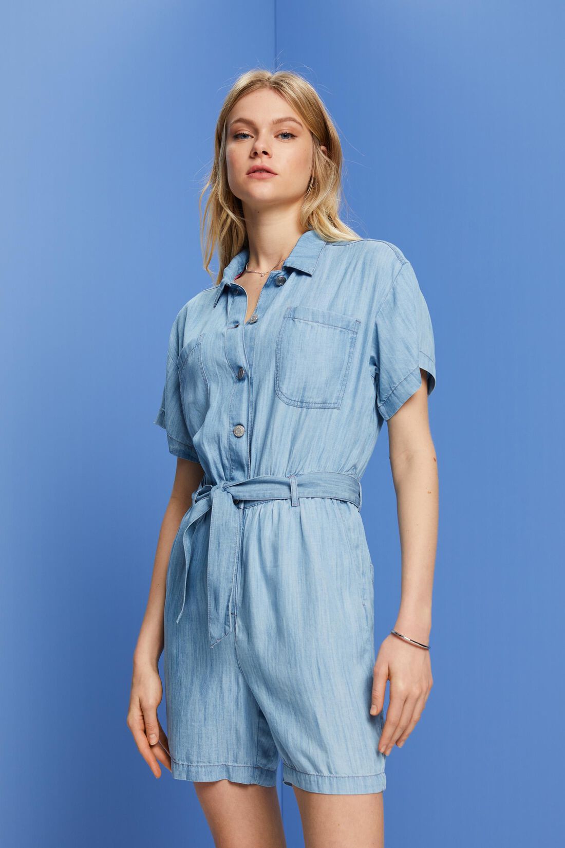 Kurzer Einteiler in Denim-Optik, TENCEL&trade;