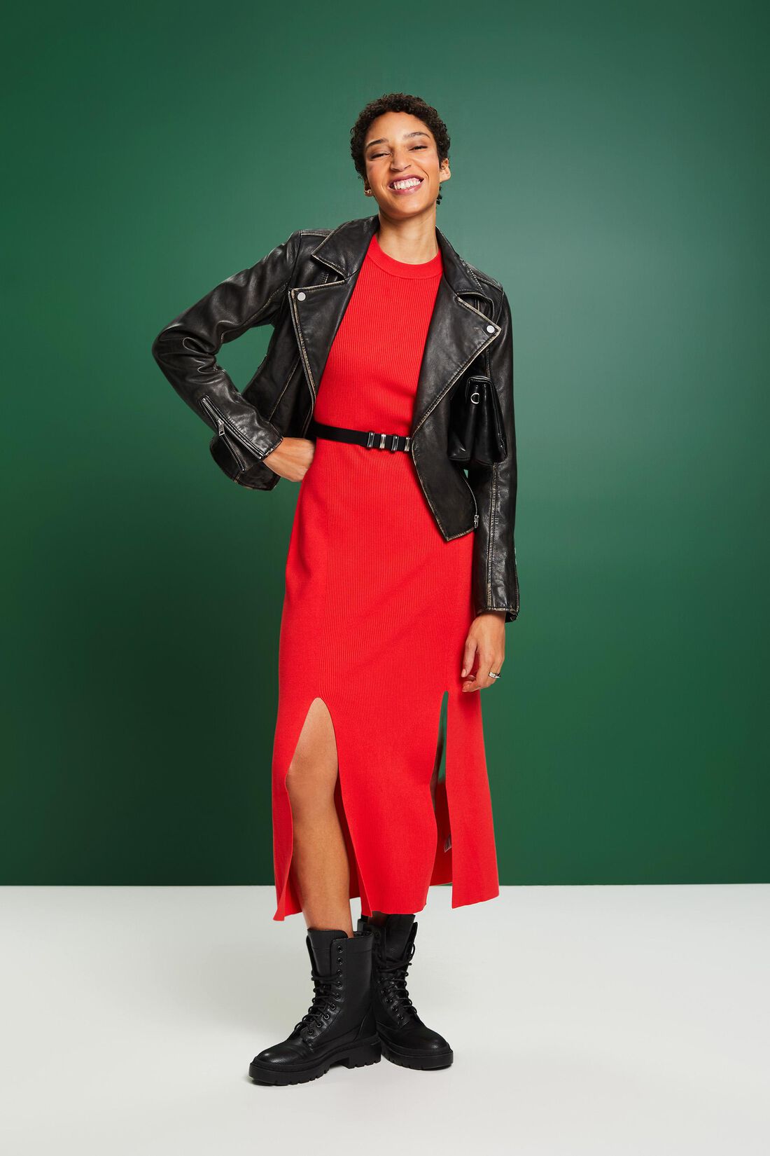 Rippstrick Midi-Kleid