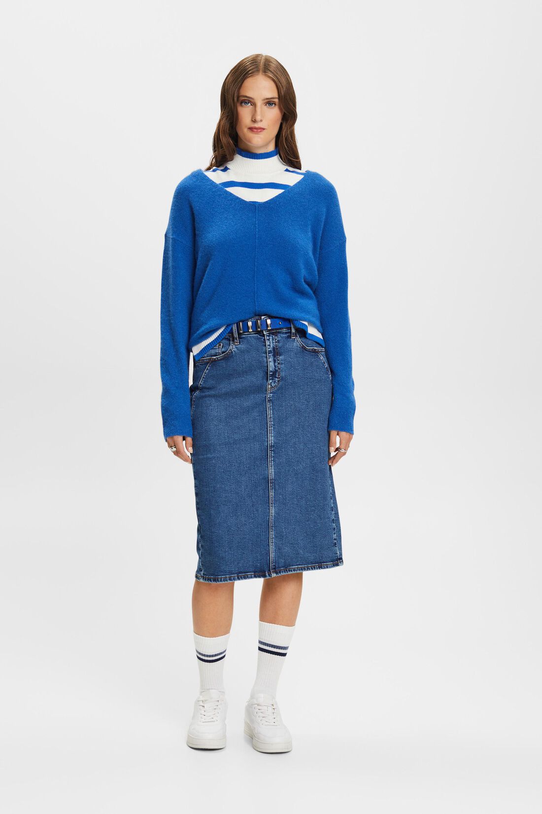 Wollmix-Pullover mit V-Ausschnitt