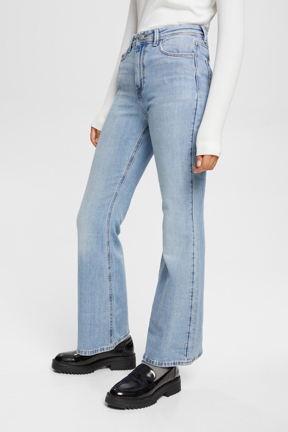 High-Waist-Jeans aus Denim mit ausgestelltem Bein