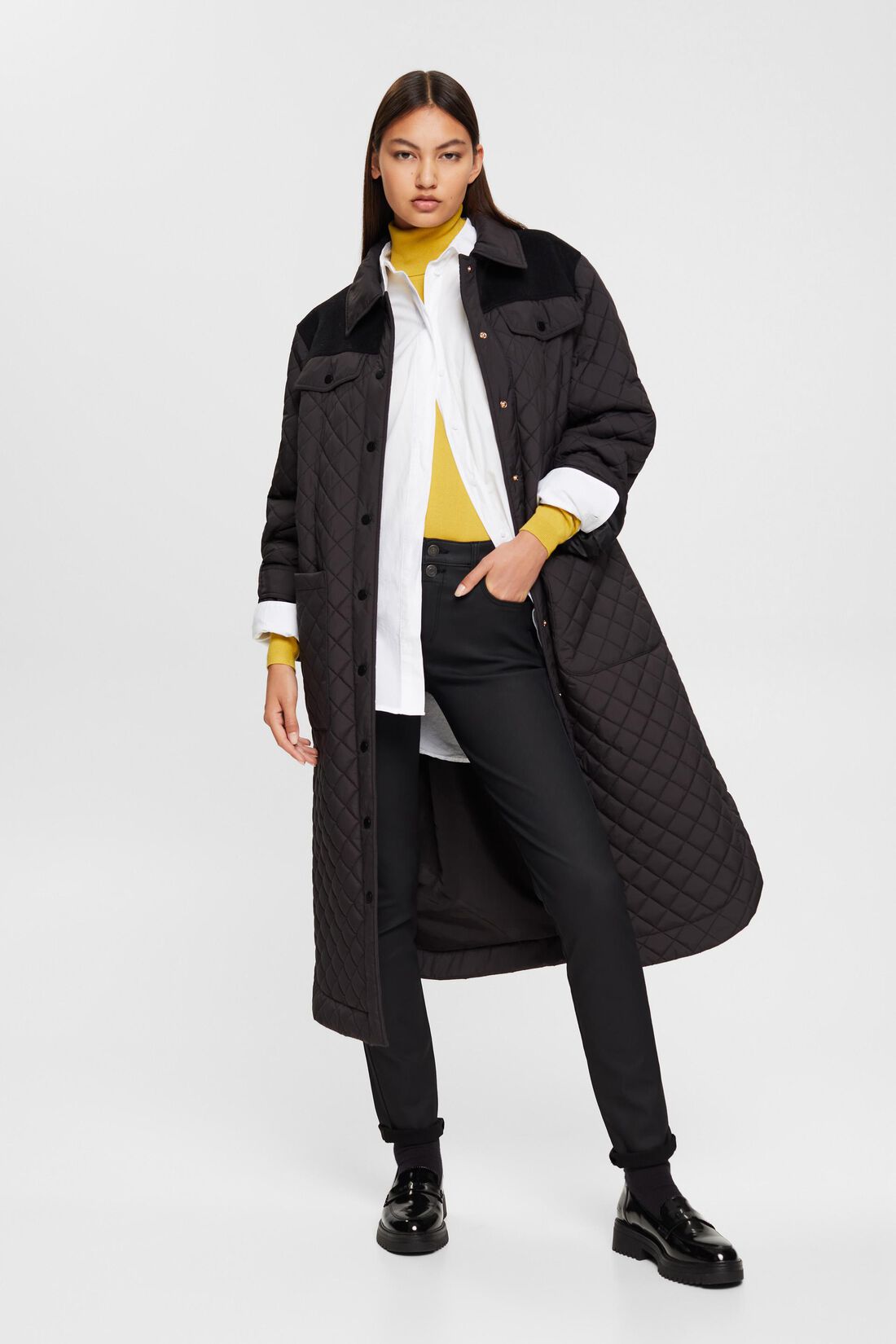 Beschichtete Stretch-Hose mit Doppelknopf