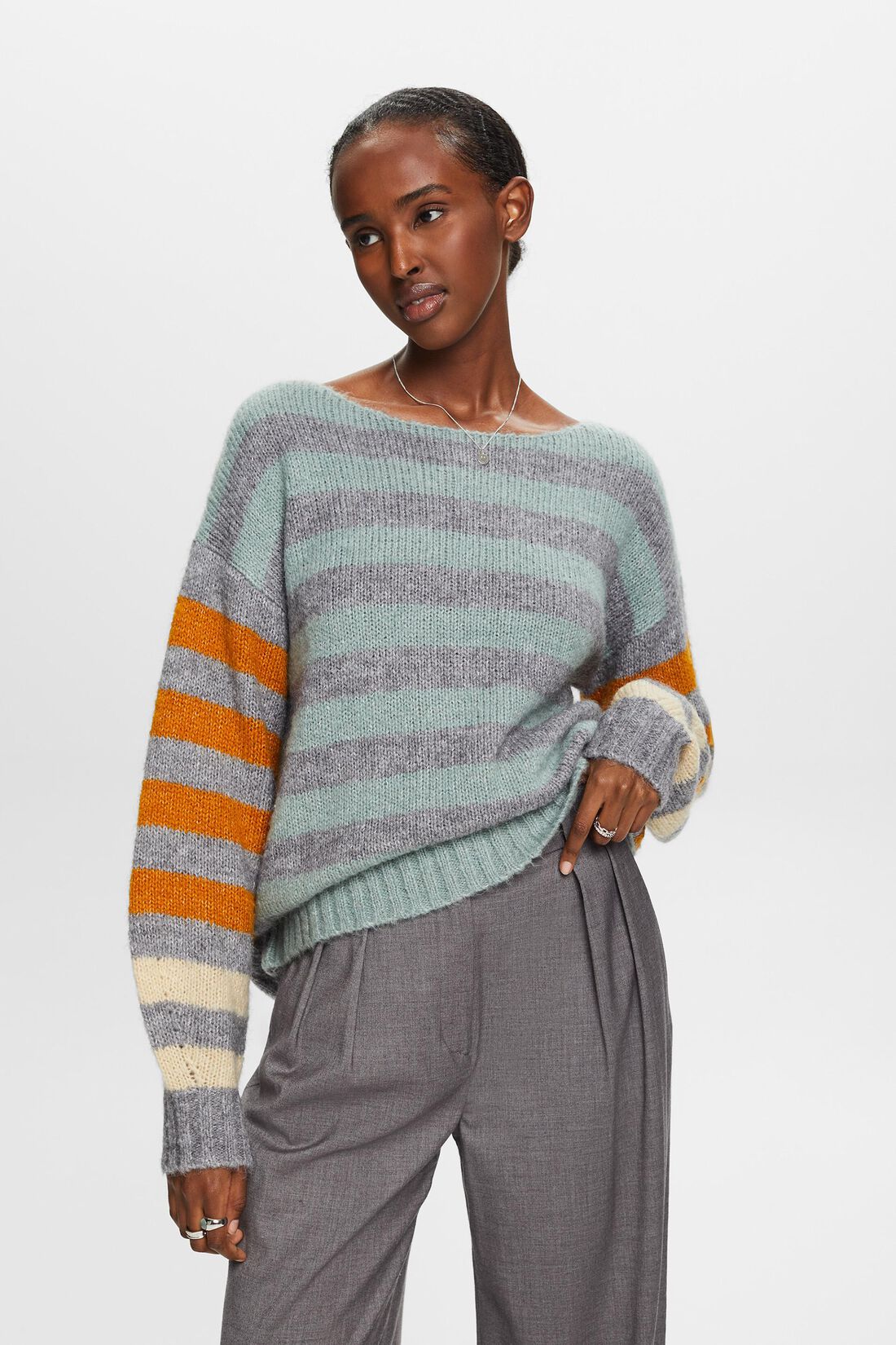 Gestreifter Pullover aus Wolle-Mohair-Mix