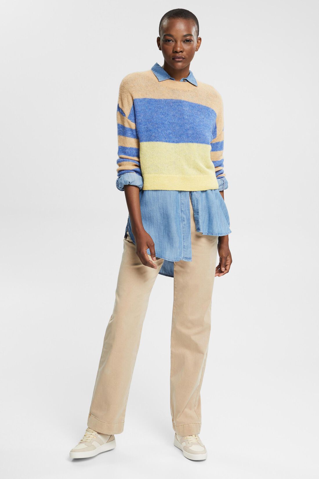 Gerippter Wollmix-Pullover