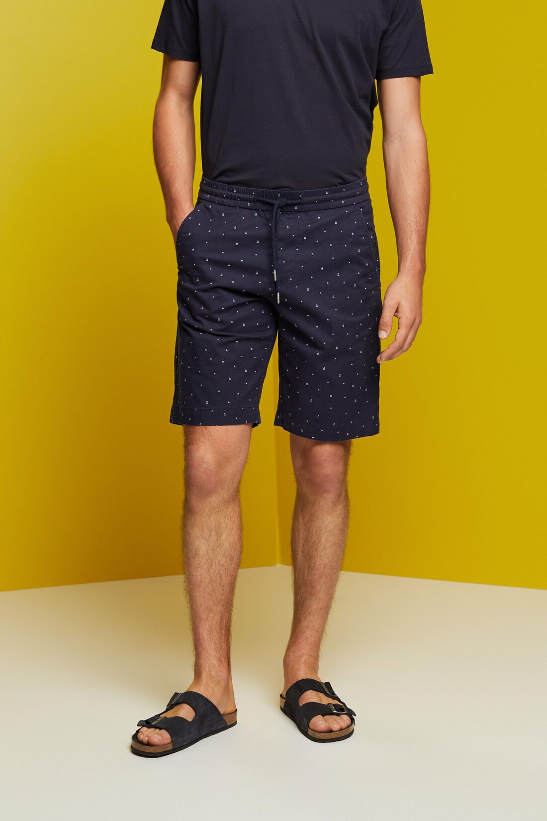 Gemusterte Pull-on-Shorts, Baumwollstretch