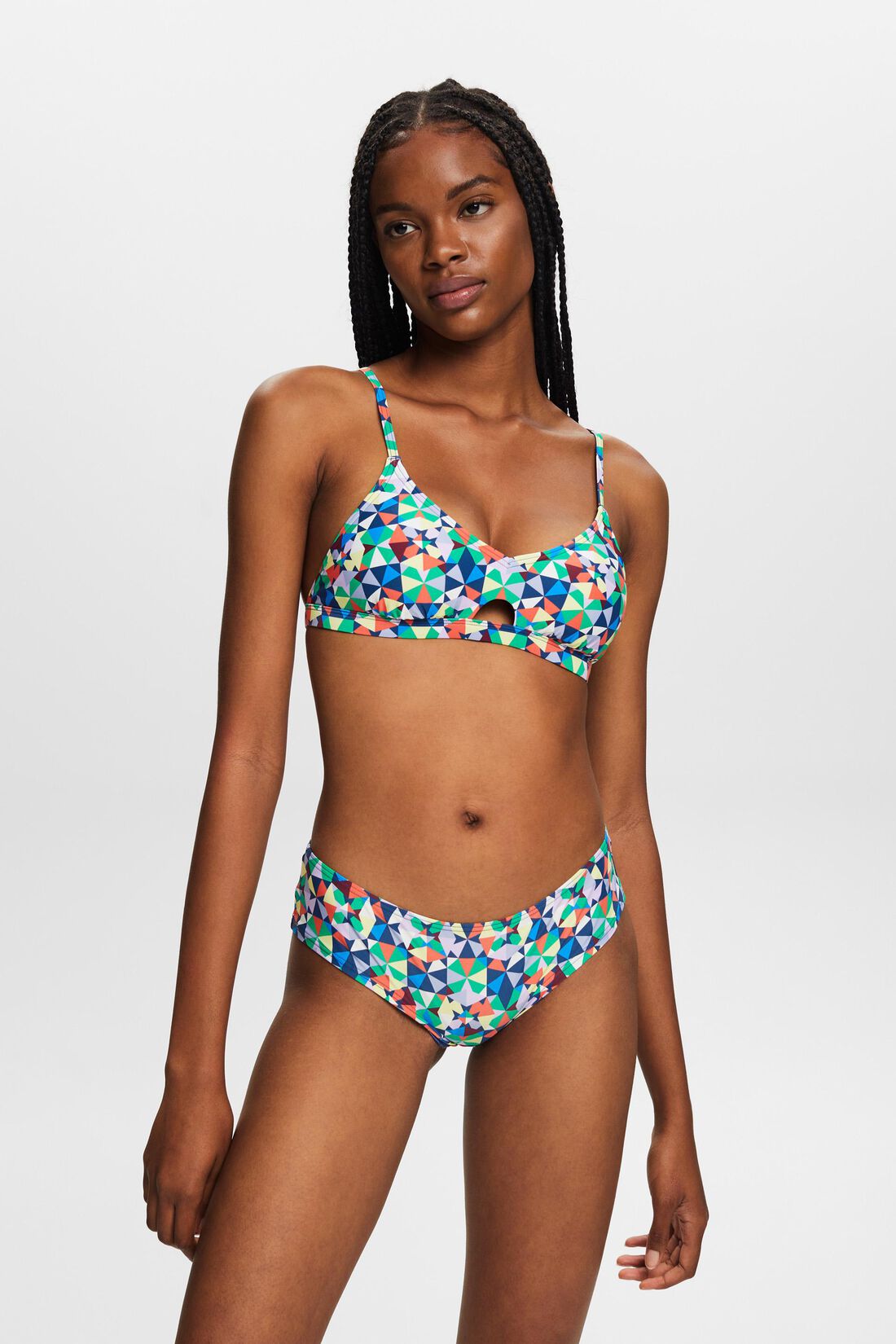 Recycelt: wattiertes Bikini-Top mit Allover-Muster