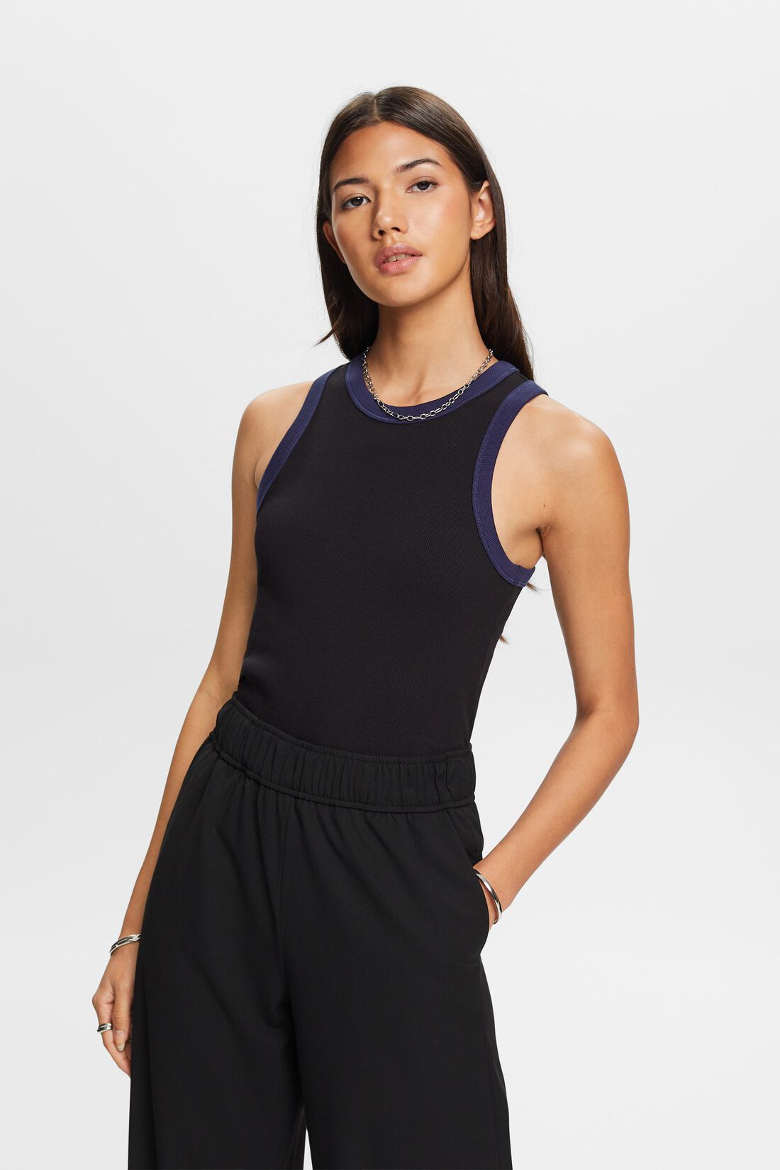 Geripptes Jersey-Tanktop, Stretchbaumwolle