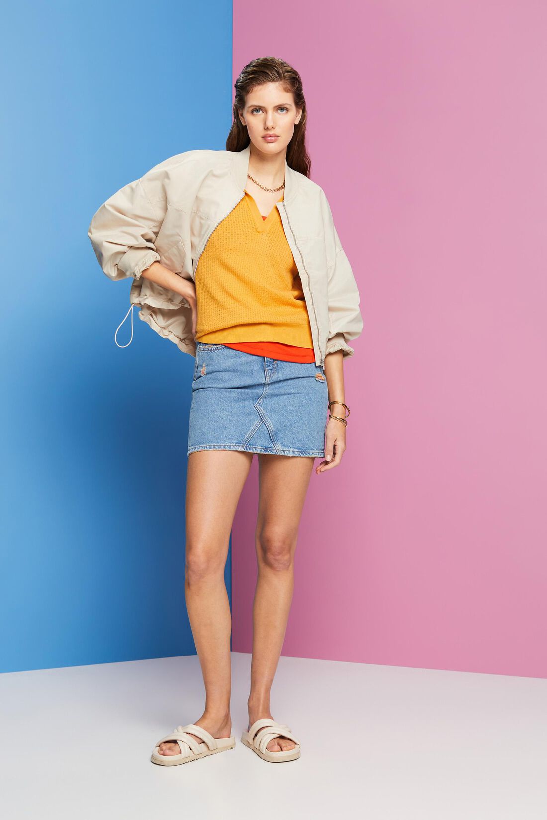 Pointelle-Pullover mit Polokragen, Seidenmix