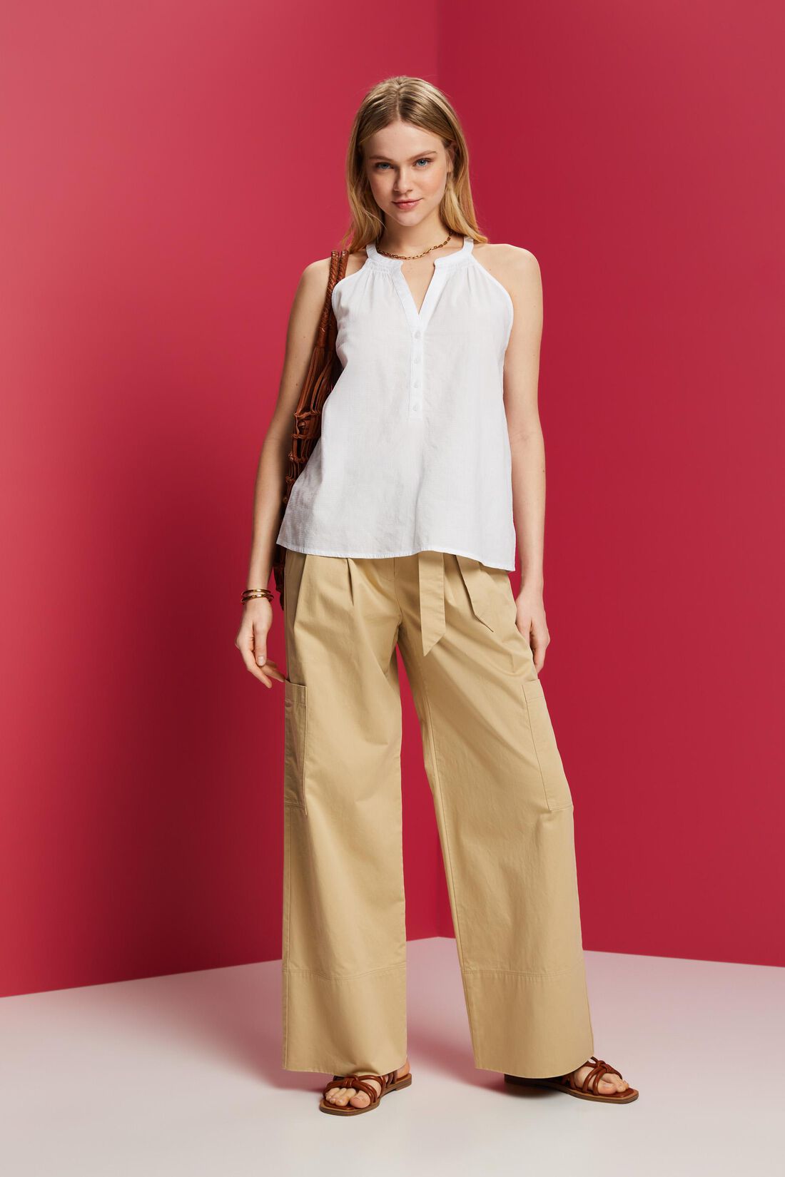&Auml;rmellose Bluse, 100% Baumwolle