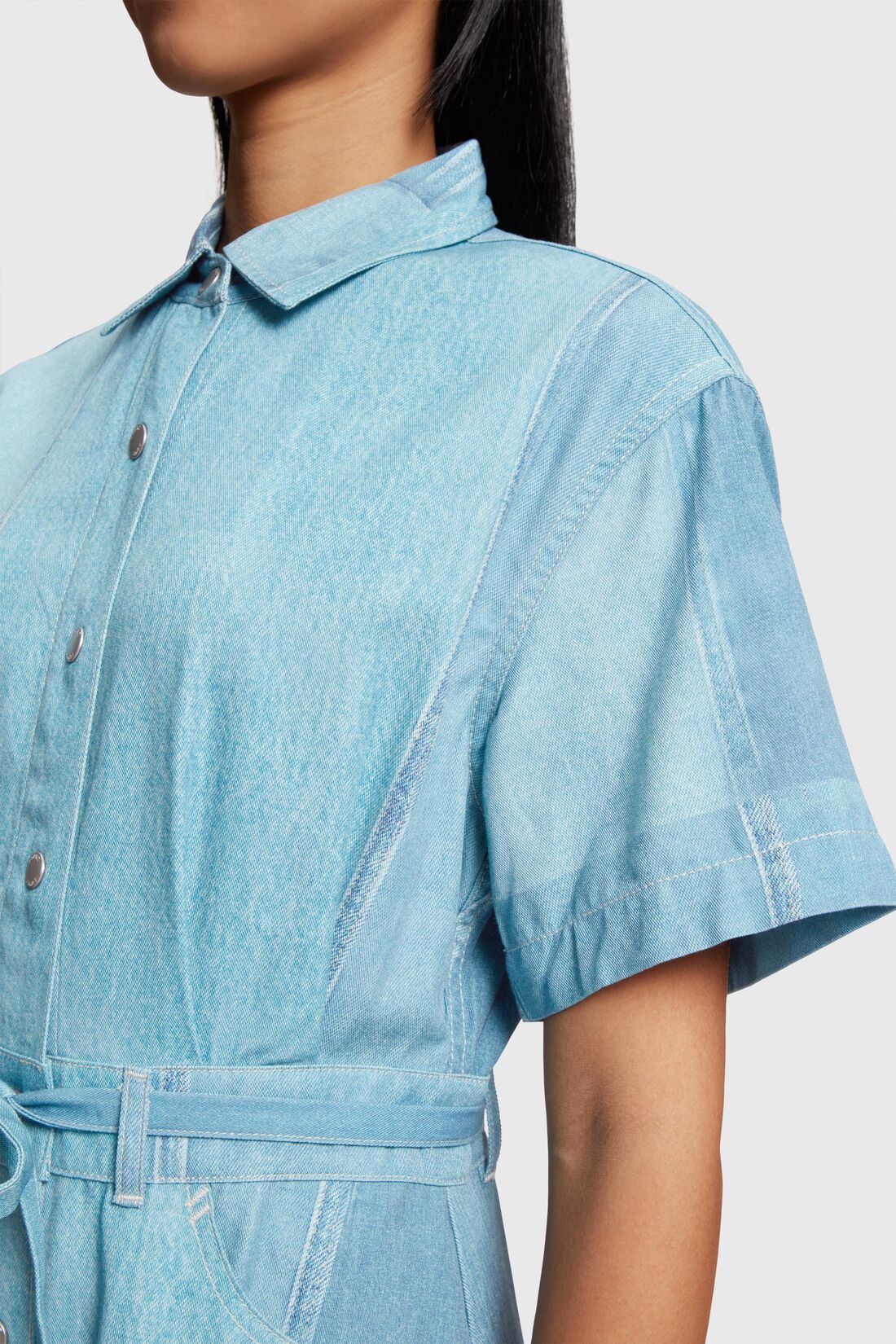 Bedrucktes Denim Not Denim Hemdblusenkleid
