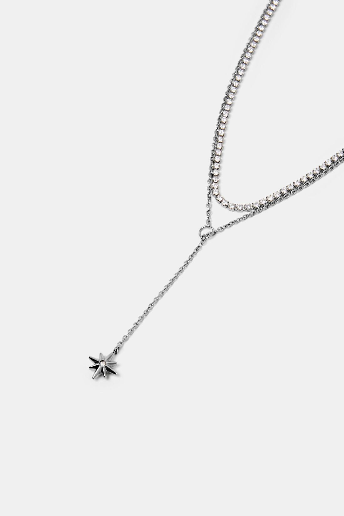 Kette im Layering-Design mit Zirkonia, Edelstahl