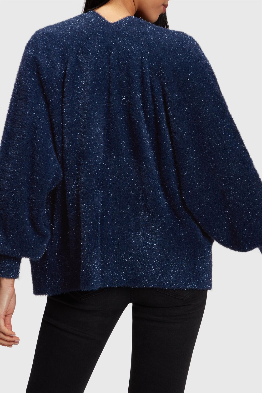 Flauschiger Oversize-Cardigan in Metallic-Optik