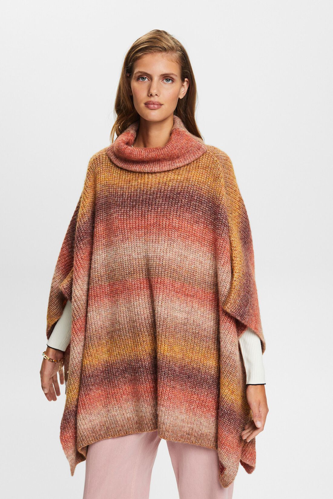Poncho mit Rollkragen