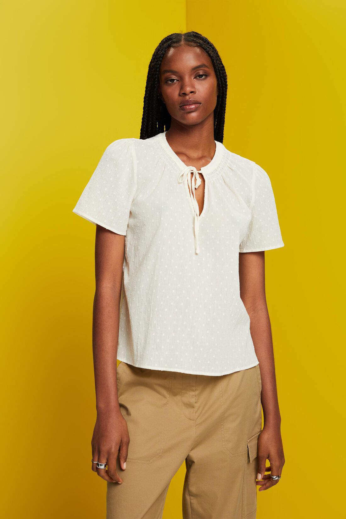 Plumetis-Bluse, 100% Baumwolle