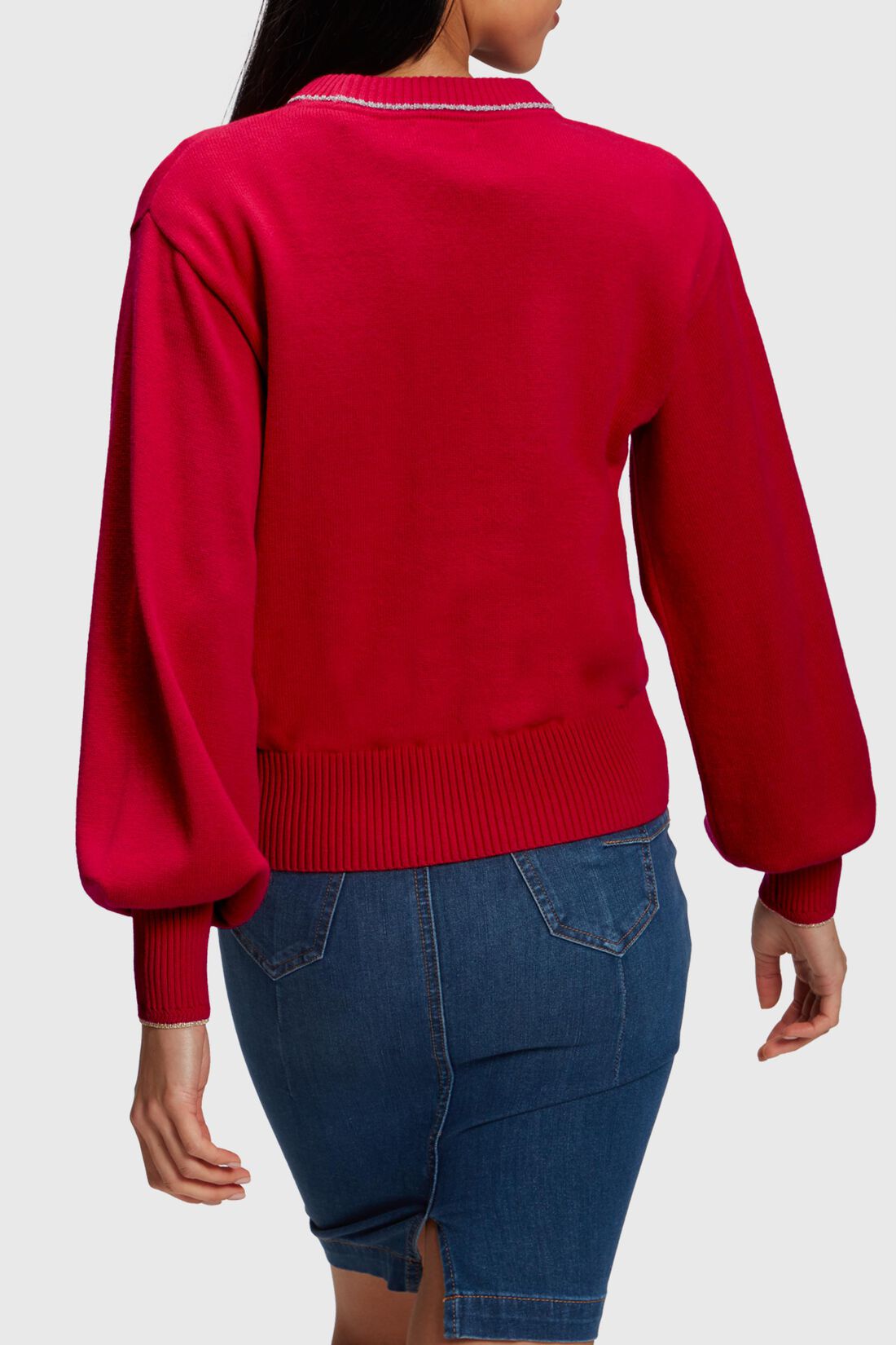 Pullover mit Puff&auml;rmeln und Kaschmiranteil