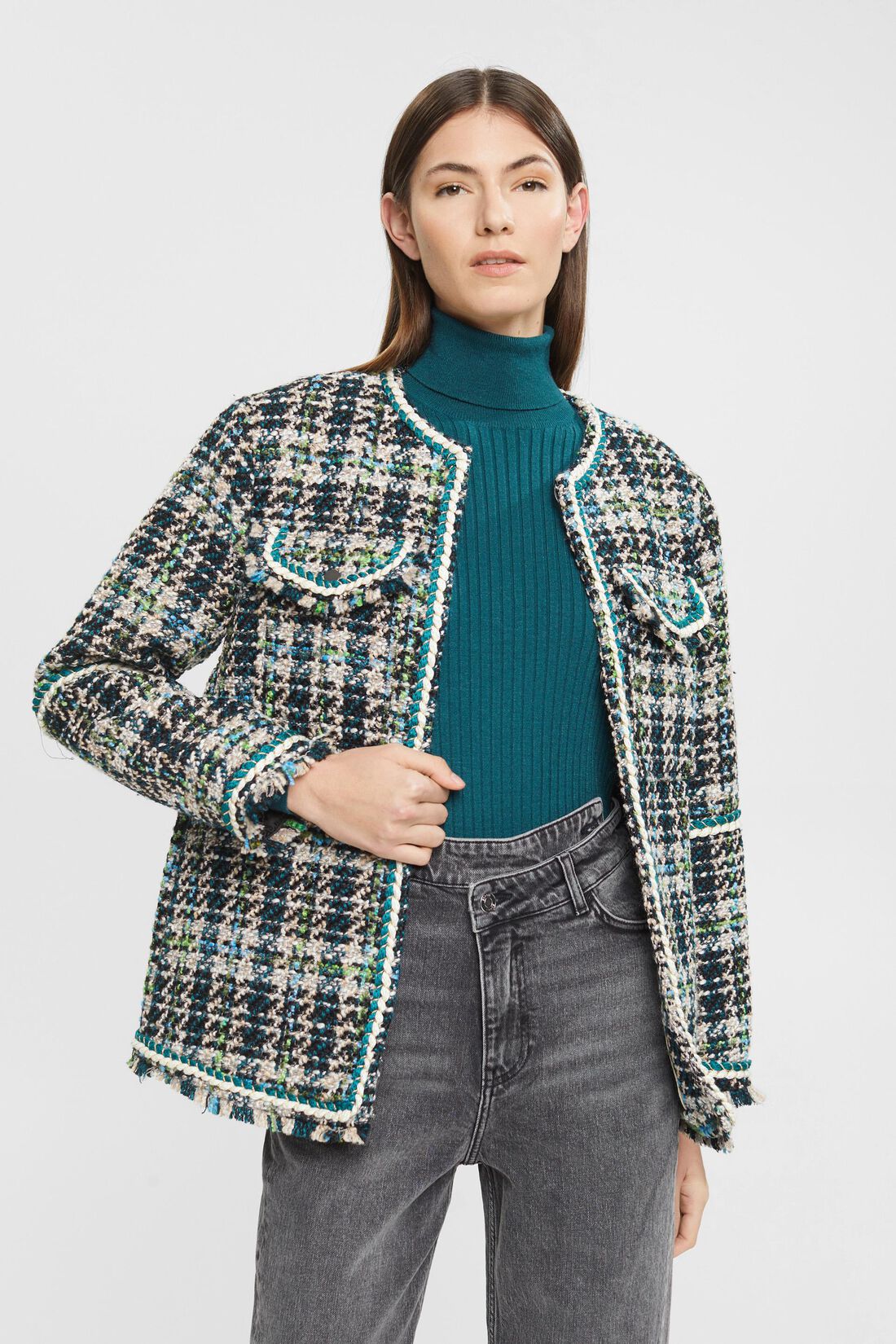 Mehrfarbige Boucl&eacute;-Jacke