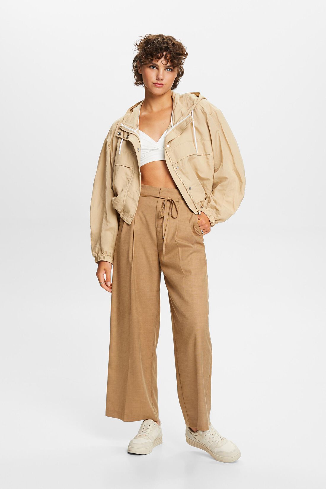 &Uuml;bergangsjacke mit Kapuze, Leinenmix