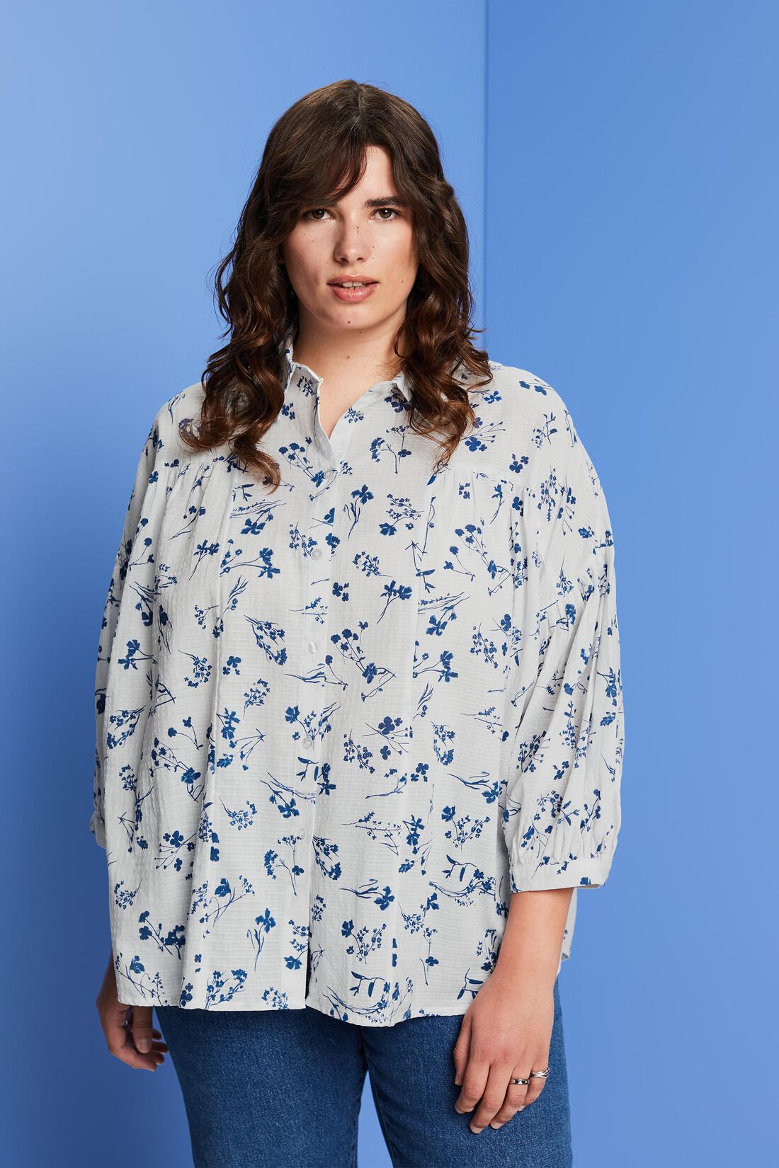 CURVY Oversize-Hemdbluse, 100% Baumwolle