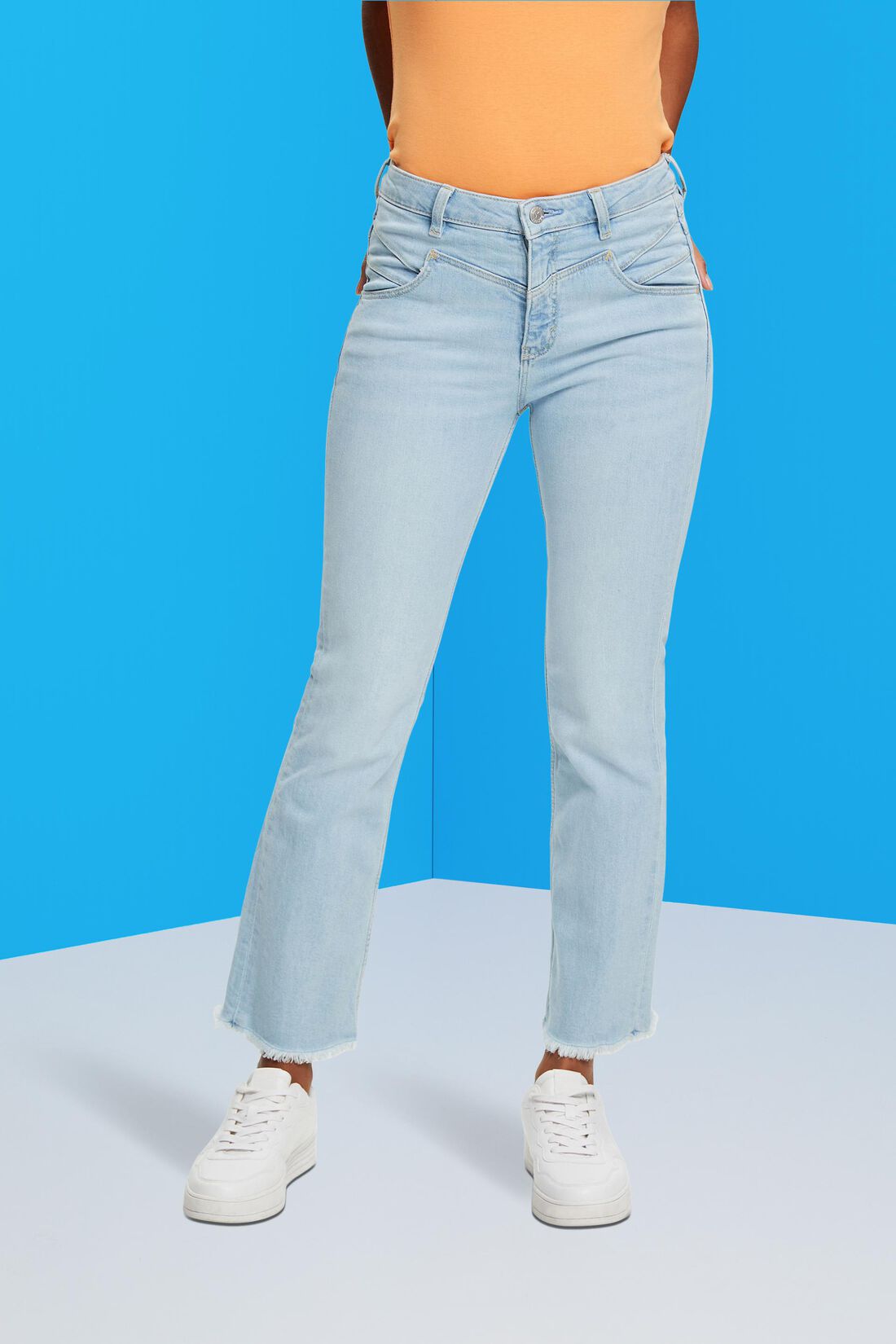 Ausgestellte Baumwolljeans mit mittlerer Bundh&ouml;he