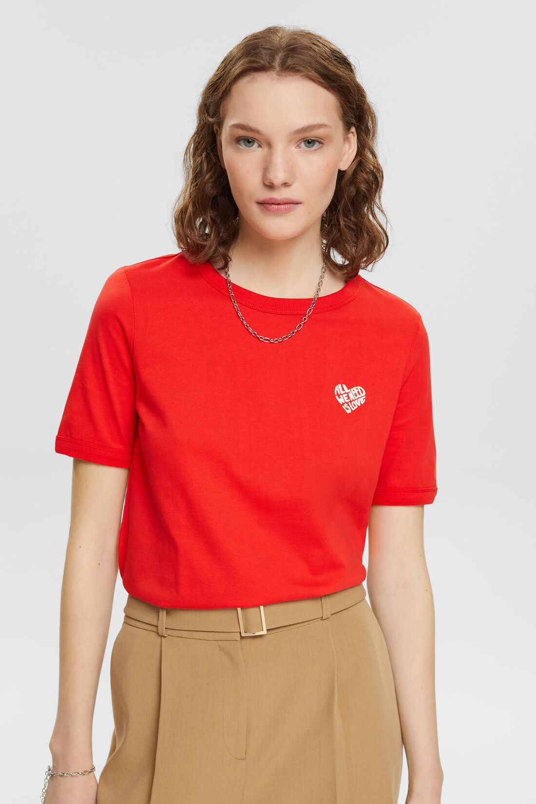 Baumwoll-T-Shirt mit herzf&ouml;rmigem Logo