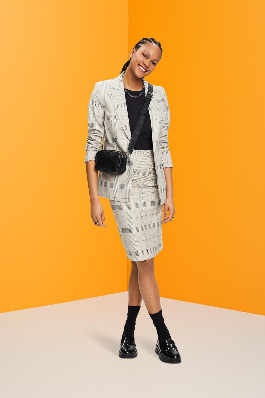 Karierter Einknopfblazer